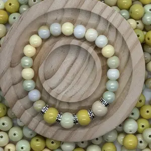 Pale yellow  and Light green beads