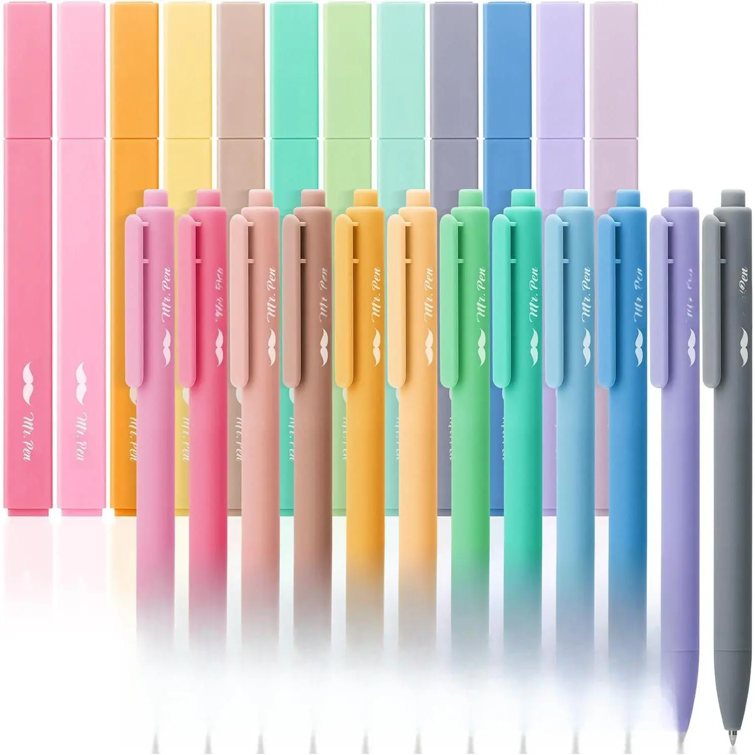 Aesthetic Highlighters and Gel s, 24 Pack, Assorted Colors  Highlighters, No Bleed
