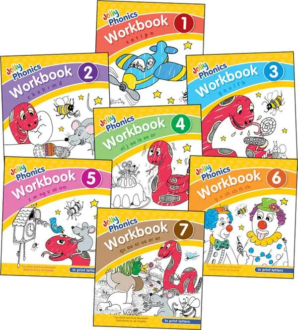 Jolly Phonics Workbooks 1-7: In Print Letters (American English Edition) by Sue Lloyd (Paperback)