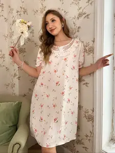 Women's Summer Korean Style Sweet Strap Sleepwear, Fitted Casual Nightgown for All Seasons, Comfortable and Stylish Loungewear