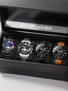 4PCS Men's Quartz Watch Set, Business Fashion Watches, Fashionable Business Style, Can Be Used As A Gift For Important Festivals