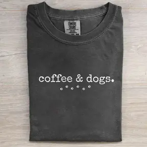 Funny Coffee & Dogs T-shirt, Vintage 90s Dog Meme Graphic Tee, Animal Lover Shirt, Unisex Casual Streetwear, Gift for Men and Women