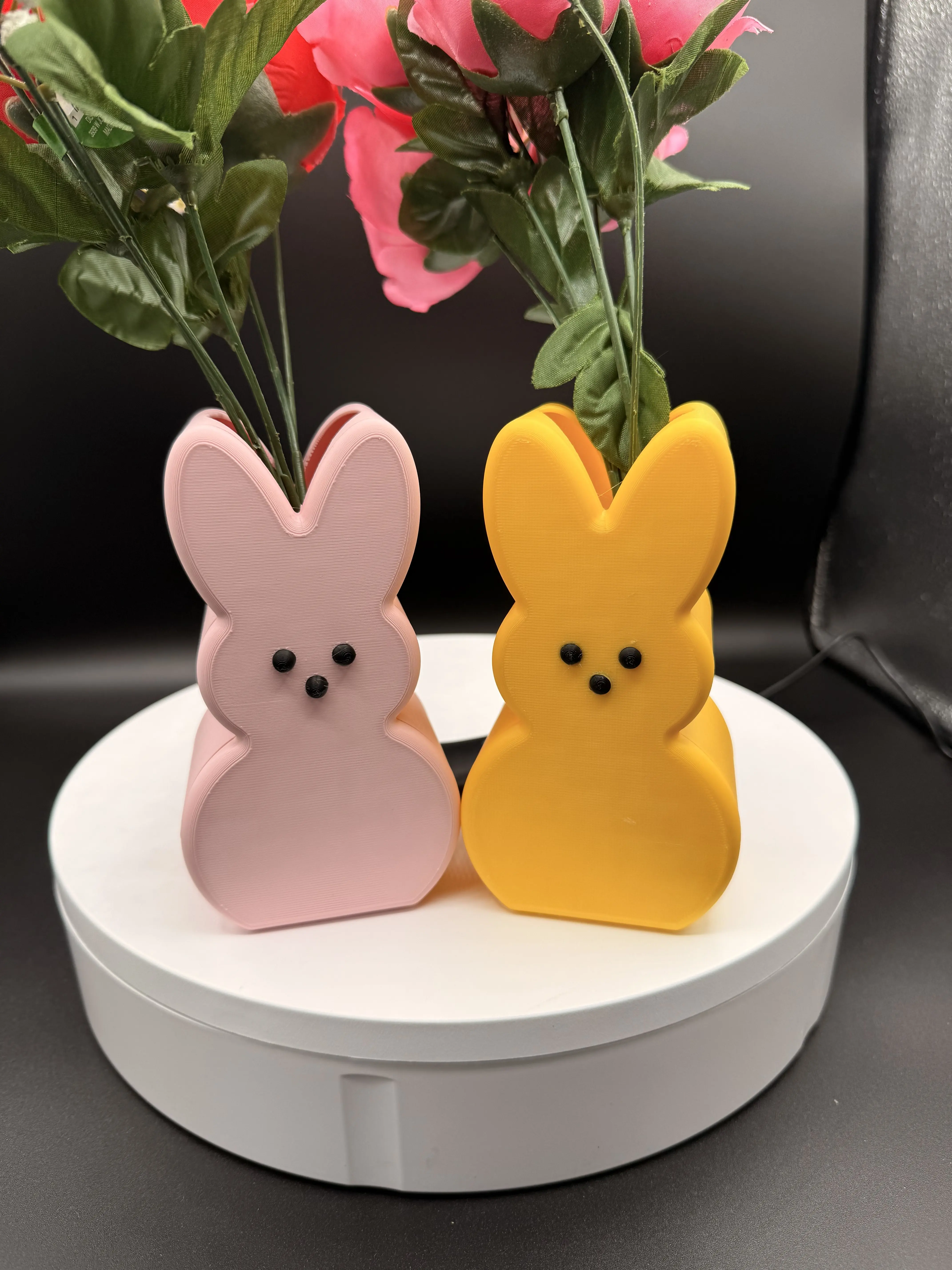 Bunny Peep Vase – 3D Printed Easter Decor, Peeps Bunny Flower Holder, Cute Spring Table Decor, Pastel Bunny Gift, Easter Centerpiece Faux Marshmallow