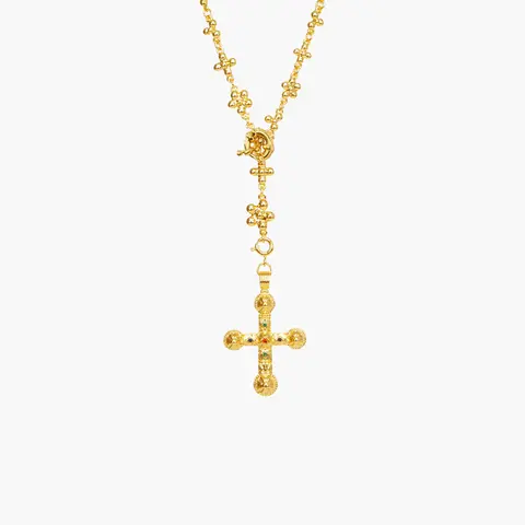 en route 18K Gold Plated Daisy Molecule Chain in Gold, Cross-influenced Street Style, Versatile Lariat, Choker or Long Chain, Everyday Statement Look