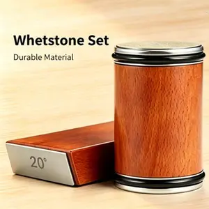 Roller Sharpener Set, Magnetic Roller Sharpener, Diamond and Ceramic Sharpening Set, Wooden-Handled Sharpening Stone, Curved Diamond Sharpener, Used for Knife Sharpening, Practical Kitchen Tools, Angle Adjustable