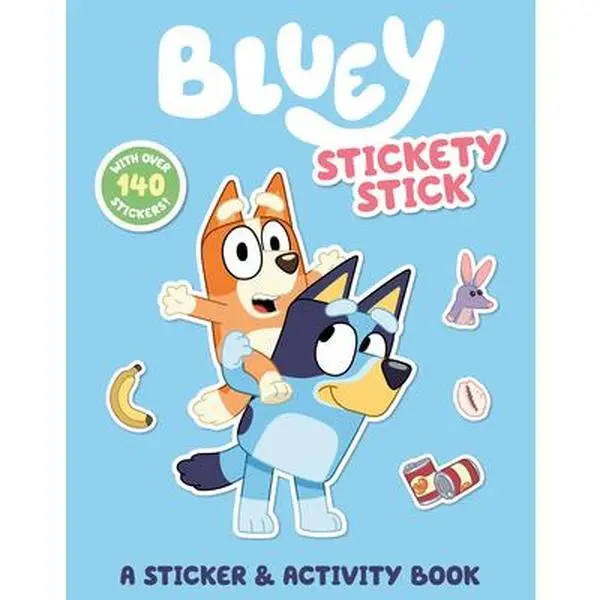 Bluey: Stickety Stick Children's Sticker & Activity Book - Based on the Award-Winning Animated Series, Double the Fun, 140 Stickers, Mazes, Play, English, Penguin Young Readers Licensed, Paperback