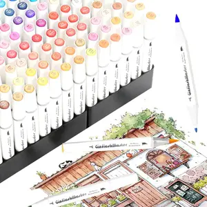 Ginflash Brush & Fine Comic Art Markers Brush Pen Sketch Alcohol Based Markers Dual Tips Manga Drawing Art Supplies