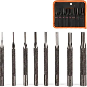 8 count Pin Punch Set, Kit Removing Repair Tool with Holder for Automotive, Watch Repair, and Craft