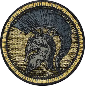 Griechischer Kämpferhelm Spartan Premium Patch Embroidered - Sparta Helmet Warrior Patch Greek Mythology Spartacus Emblem Applique to sew on All Fabrics Iron-On Patches Gladiator Badge 3.14X3.14 in