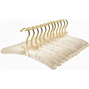 Premium Padded Hangers for Women’s Clothing - Set of 12 Non-Slip Fabric Hangers for Sweaters, Dresses, Coats, Wedding & Bride Hanger, Ivory