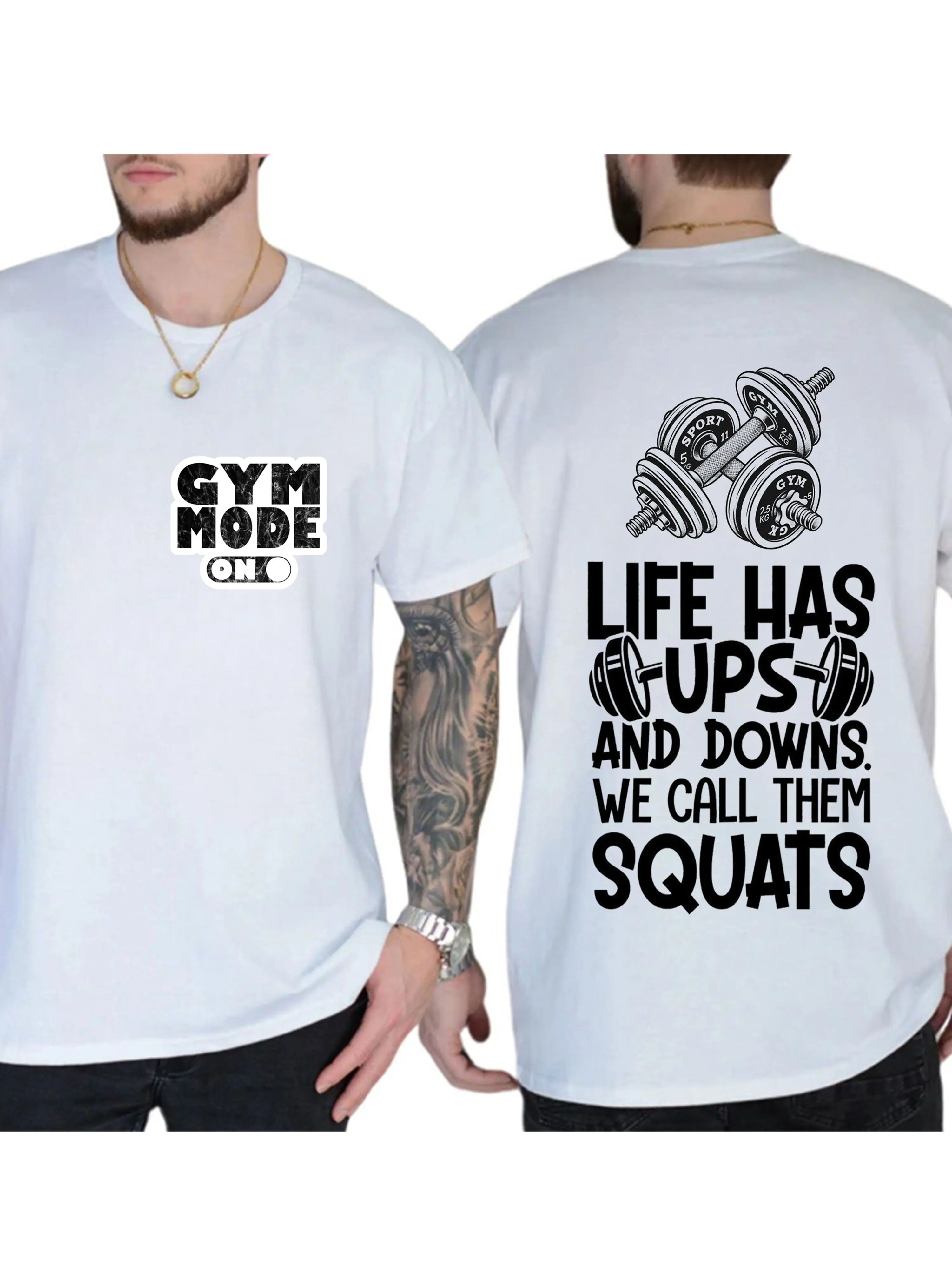 [100% Cotton] Life Has Ups And Downs T-Shirt, Funny Squat Gym Graphic Tee, Gym Mode On Workout Shirt, Life Has Ups And Downs Oversized Tee, Fitness Weightlifting Tshirt, Squat Gift For Men