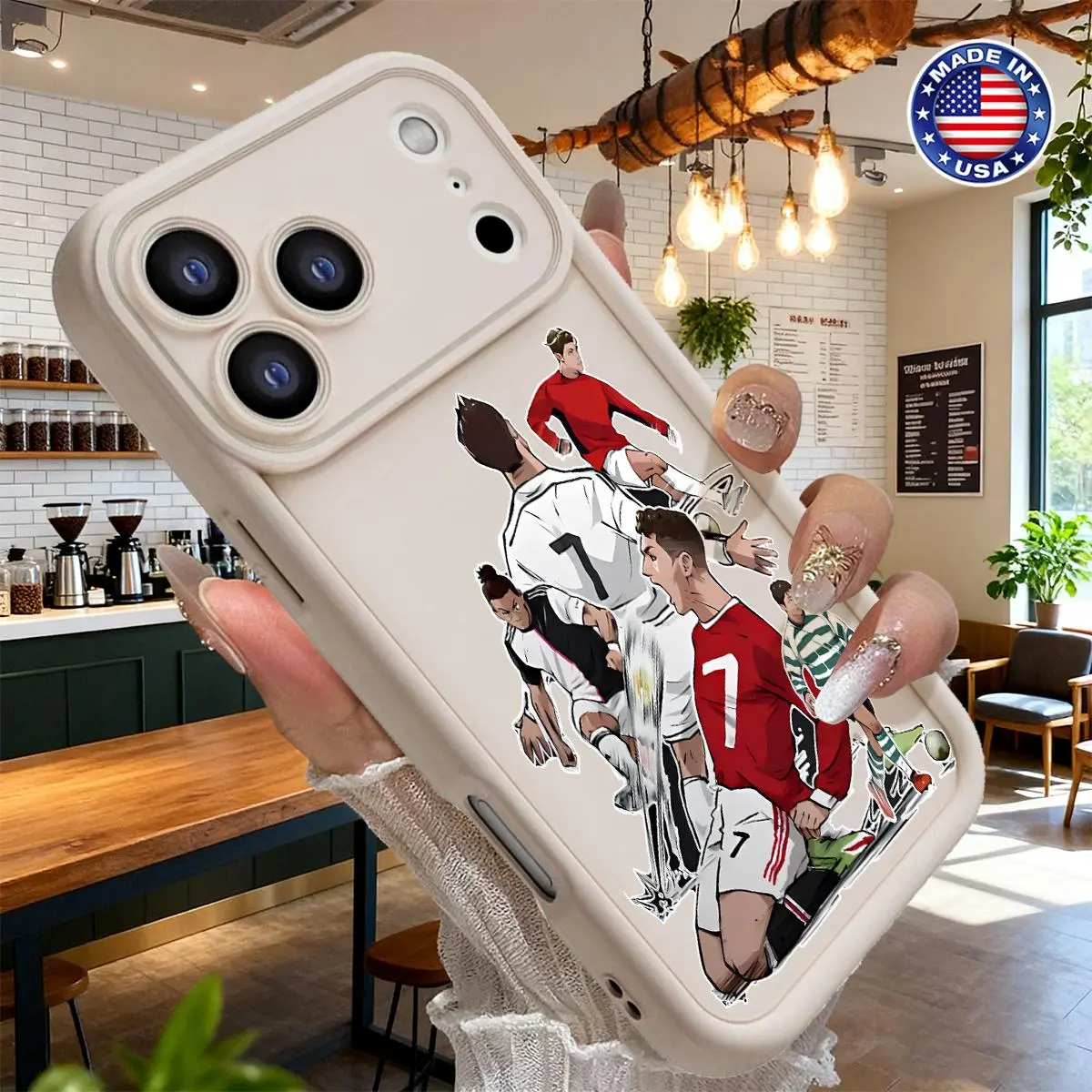Aesthetic Cool Soccer Player Number 7 Graphic Smartphone Casing, Slim Lightweight Shockproof Anti-Drop Protective Durable TPU Cover for iPhone 17 16 15 14 Pro Max 13 12 11 XR XS Plus Air (Mobile Phone Accessories for Enhanced Protection)