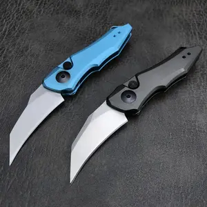 Folding Knife 2.13" D2  Steel Drop  Point Blade  Aluminum Handle  EDC Tool