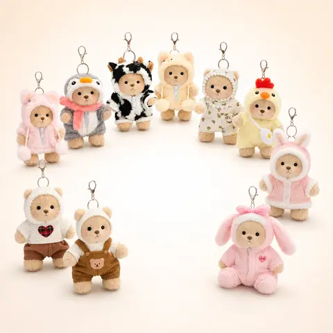 Getahug Limited Edition All Series Christmas Soft Plush Mini Bear Keychain - 5.9in Poseable, Cozy-in-Hand Fuzzy Stuffed Accessory, Rotatable Joints, Bag Charm, Unisex Collectible Gift, Keychain Attachment