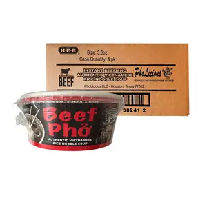 Pholicious Instant Beef Pho Authentic Vietnamese Rice Noodle Soup Bowls - 4 Packs, 3.6 oz