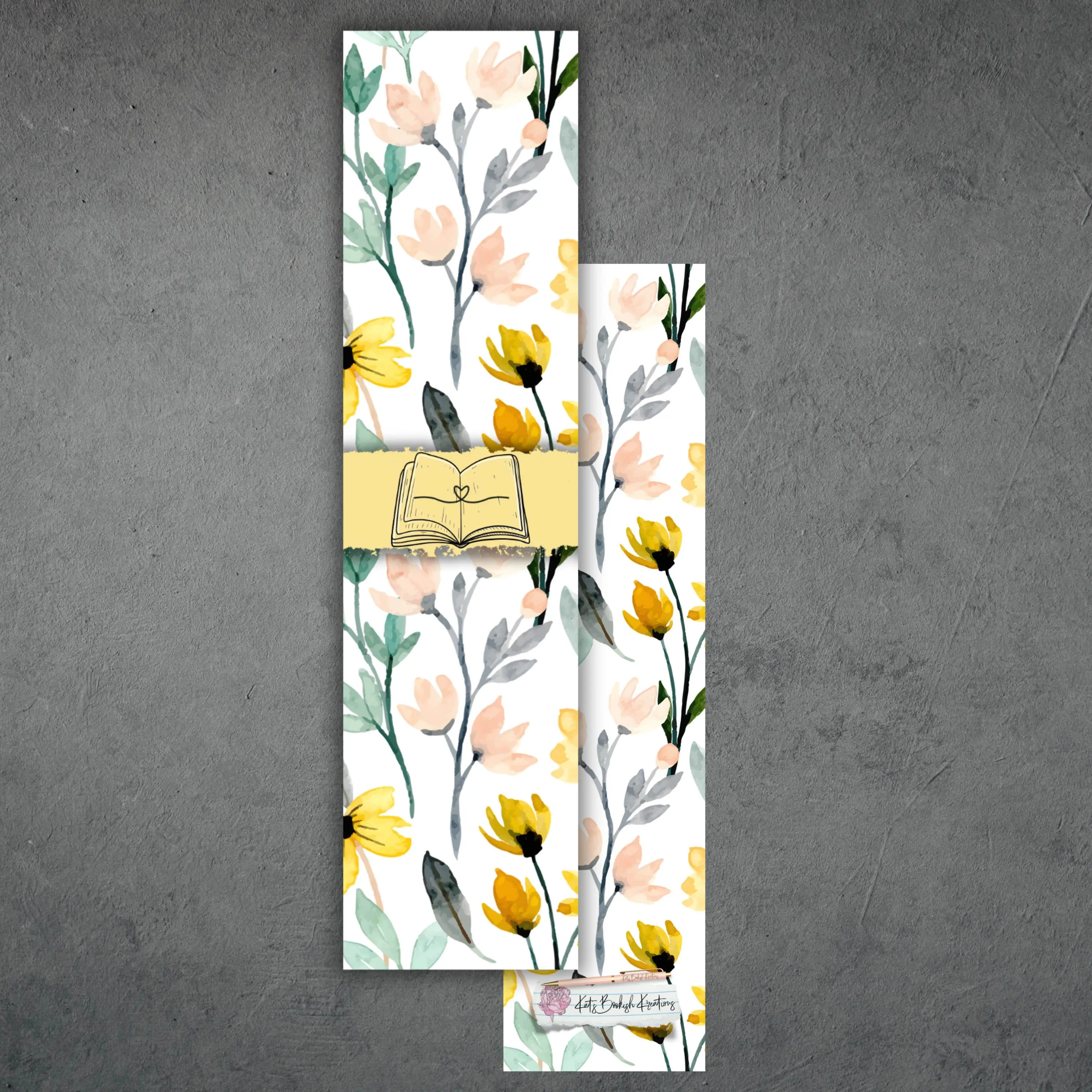 Watercolor Floral Yellow Bookmark