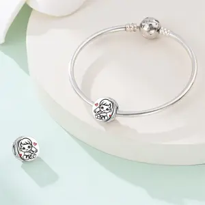 Boy Hugging Teddy Bear Bead Heart Bracelets Jewelry Accessory