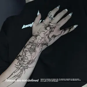 Irregular Gothic Design Herbal Juice Tattoo Stickers, Waterproof Long Lasting Temporary Tattoo, Body Art Decoration for Women & Men, Body Fake Tattoos