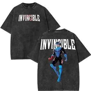 Invincible War double side Washed Tshirt, Comics Sweatshirt, TV Show Comics Shirt Menswear Top Vintage Washed T-Shirts, Trending Comic Tshirt Bestie