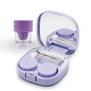 [  All in One ] Contact Lenses Case + Mirror + Solution Bottle + Lens Cleaning + Remover Tool | Travel Essentials for Home Outdoor