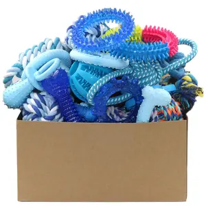 Puppy Chew Toys - 20 Pack Teething Toys for Small Dogs, Interactive Rubber Balls, Chew Rings & Ropes for Puppy Teeth, Blue Dog Toy Bundle