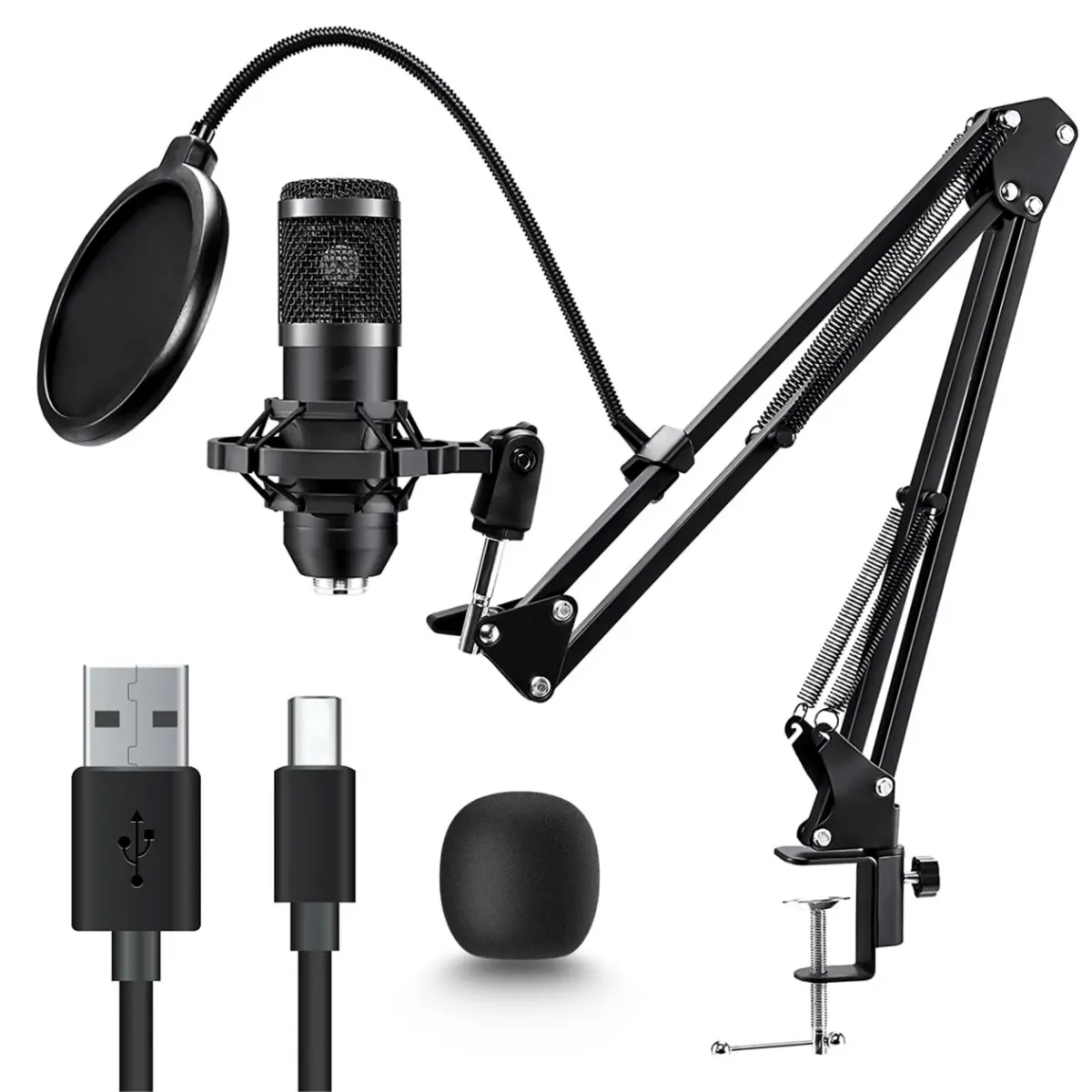USB Microphone, Professional 192kHz/24Bit Plug & Play PC Computer Condenser Cardioid Mic Kit with Sound Advanced Chipset, for Streaming, Podcast, Studio Recording and Games dealsforyou summerwins
