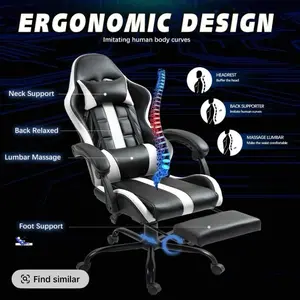 MUSEN Gaming Chair with Speakers and LED Lights Ergonomic Massage Computer Chair for Adults Kids Blue Black and Pink Modern Design with RGB Lighting and 4D Armrests