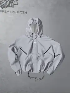 Spring Summer Hooded Windproof Jacket, Lightweight Waterproof Outdoor Hiking Jacket, Casual Street Style, Outdoor Zipper Jacket, Zip Pockets, Daily Wear