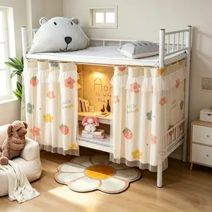 SEMMDA Bottom Bunk Bed Blackout Curtain - Polyester Breathable Shade Panel, Privacy Canopy Mosquito Net with Magnetic Closure, Lace Trim Room Decor for Kids’ Dorm Single Bed