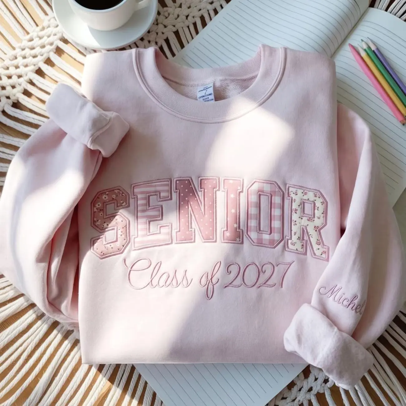 Senior 2027 Embroidered Sweatshirt, Personalized Senior Sweatshirt, Senior Applique Sweatshirt, Class of 2027 Crewneck, Graduation Gift