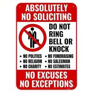 8 x 12 Inches Iron No Soliciting Sign for Home - Durable Portrait Orientation Sign with Clear Message - Do Not Knock or Ring Doorbell, Perfect for Front Door or House Entrance