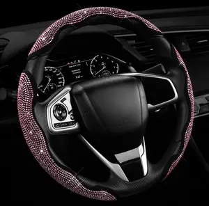 2026 New High-End Diamond Bling Car Steering Wheel Cover with Crystal Rhinestones 3PCS Segm for Luxury Vehicle Interior