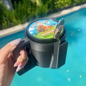 Pint Ice Cream Holder with Handle & Spoon Slot