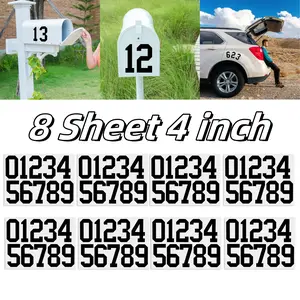 8 Sheets Vinyl House Numbers for Mailbox,4 inch Waterproof Mailbox Numbers Sticker,Self-Adhesive Number Stickers for Mailbox,Cars,Boats,Window,Apartment Door Address Number