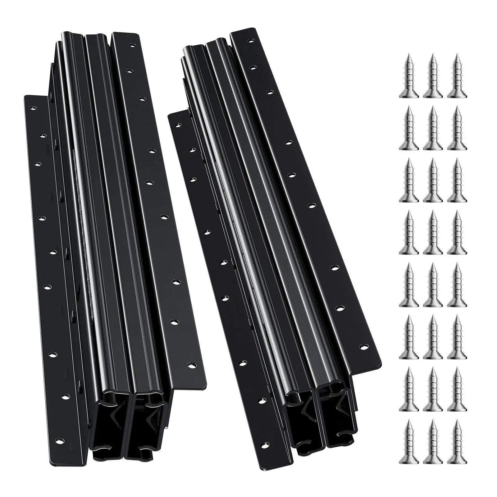 【Summerfinds】VEVOR Undermount Drawer Slides, 16 inch, Full Extension Ball Bearing Under Stair Cabinet Rails, 260 LB Load Capacity Heavy Duty Bottom Stair Cabinet Glides Track Runners,for DIY Replacement, Black