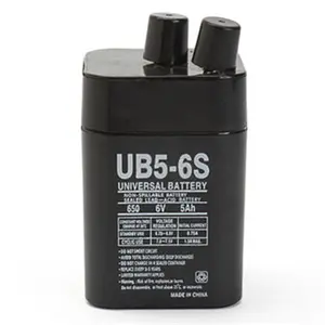 212 MAIN UB650S 6V 5AH Sealed Lead-Acid AGM Secondary (Rechargeable) Battery - Portable, Spring Terminals for Emergency Lighting, Security, Uninterruptible Power Systems, Mobile Use
