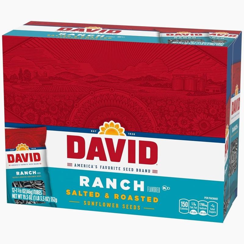 DAVID Sunflower Seeds, Ranch Flavor, 1.625 oz. (Pack of 12)