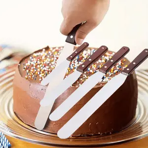 Cake Cream Spatula Set - Straight Handle Stainless Steel Cake Scraper for Decorating Cakes, Icing Spatula for Frosting, Splitting, Transfering, and Smoothing, Suitable for Cheesecakes, Bread, Pastry Tools