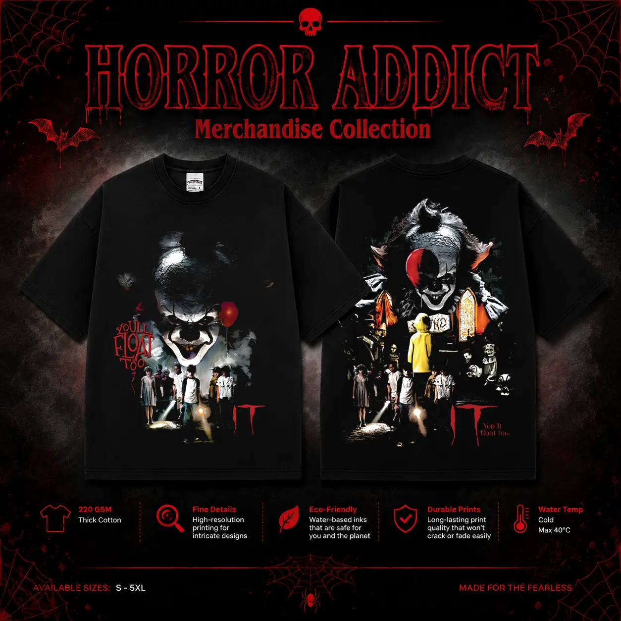 HORROR ADDICT Horror Movie Graphic T-Shirt, Vintage Horror Tee, Retro Scary Movie Shirt, Oversized Unisex Short Sleeve Streetwear, Halloween Horror Fan Gift
