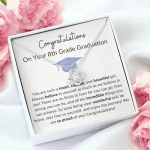 8th Grade Graduation Gift for Her, Personalized Middle School Graduation Jewelry for Daughter - 2023 Gift Ideas, Granddaughter Grad Necklace, Jewelry Message Card, Necklace Gifts For Birthday, Anniversary, Christmas Day, Thanksgiving