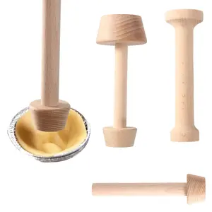 3 Pcs Wooden Tart Tamper Set, Including 1 Pcs 5.83in Double Headed Mold, 1 Pcs 6.02in One-piece Mold, 1 Pcs 5.12in Single Headed Mold, Egg Tarts Tamper Pastry Tools, Kitchen Utensils, Textiles & Soft Furnishings