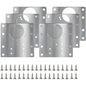 6 count Cabinet Hinge Repair Plate Kit:  Durable Door Hinge Repair Kit Plate Stainless Steel, Large Hinge Repair Board with Mounting Screws for Kitchen Cabinet, Cupboard Doors and Furniture