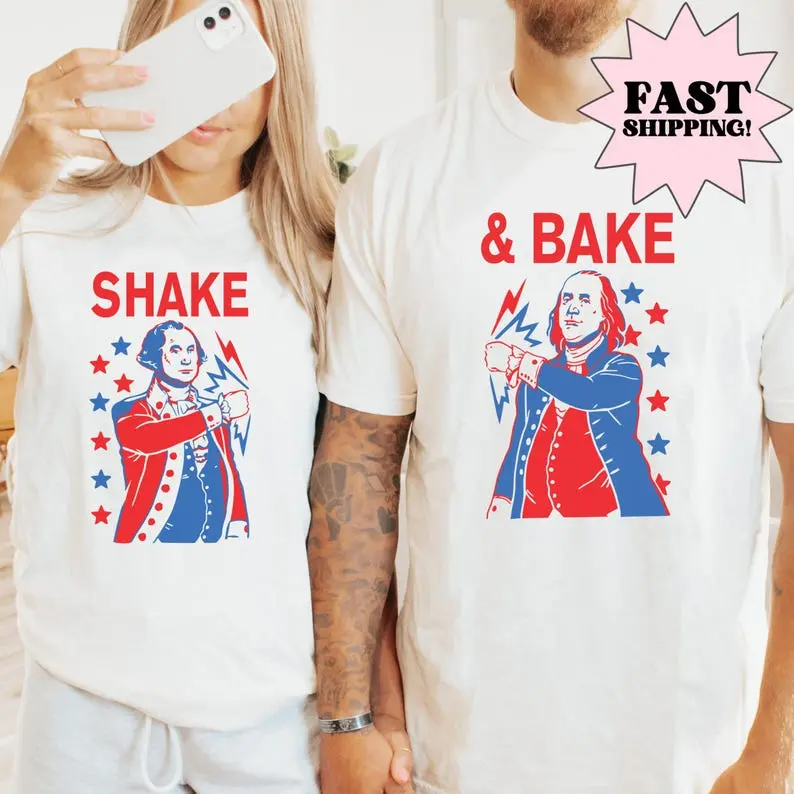 4th of July Shirt, USA Shirt, Fourth of July Shirt, Shake N Bake Shirts, Matching Couple Shirt, Funny President Shirts, Clothes, Hoodie, Sweatshirt, T-Shirt