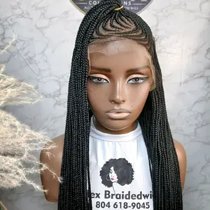 Valarie Wig in Black with Baby Hair Braided D Style Synthetic Hair Wig for Women
