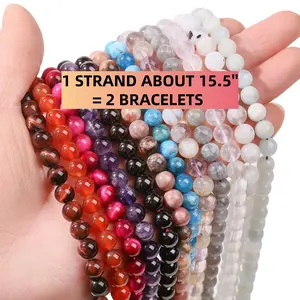 4-12MM Natural Gemstone Beads Varied Kinds Smooth Round Loose Beads DIY Jewelry Making Design Handmade Crafts Bracelet, Necklace, Earrings,Semi Precious Stone, Spacer beads
