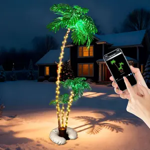 6Ft Christmas Palm Tree with 3 Branches, App & Remote Control, Music Sync, Multi-Tree Grouping Function, Warm White Dimmable Lights, Timer Function, Indoor & Outdoor Holiday Decor Yard & Garden