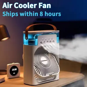 New 3 In 1  AIr Conditioner Household Mini Air Cooler LED Night Light Portable Humidifier Air Adjustment  Office Home  hand fan