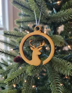 Rustic Deer Silhouette Ornament – Laser-Cut Wood Christmas Decor