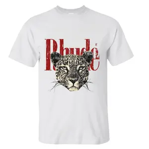 Vintage Rhude Cheetah Shirt, Retro Streetwear Graphic Tee, 90s Style Leopard Face T-Shirt, Urban Luxury Aesthetic Apparel, Distressed Cheetah Head Shirt, Oversized Street Style Top, High-End Graphic Fashion Tee, Grunge Animal Print Shirt