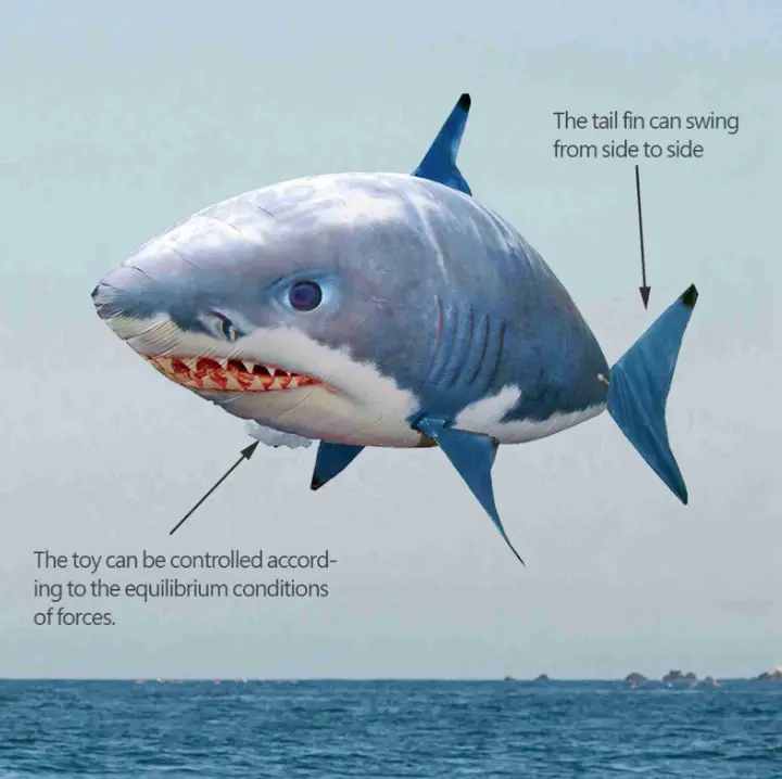 Remote Control Flying Shark Toy Anti Gravity RC Inflatable Shark Balloon Indoor Toy for Birthday Party Xmas Gift Blue